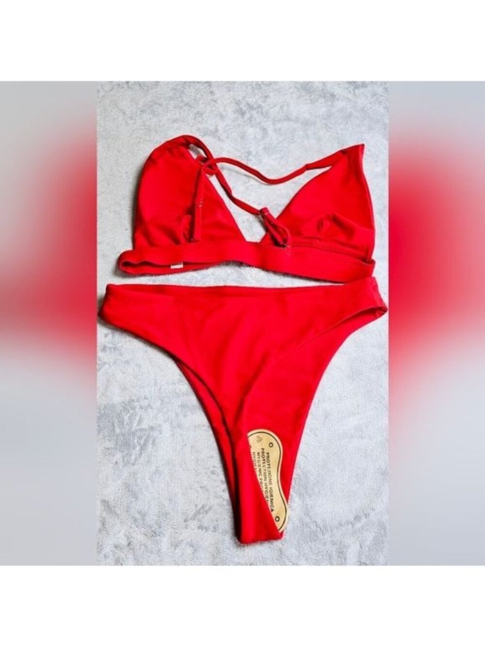 133.🆕Med Bundle Aqua and Red Thong Bikini Set Criss Cross Adjustable Straps - Picture 6 of 6